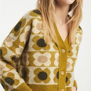 POMO Floral Mustard Cardigan